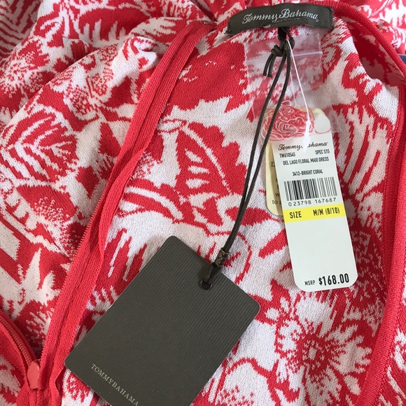 NWT Knit Tropical Palm Print Maxi Dress Side Slit - Picture 7 of 9